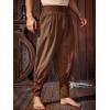imageRuncati Mens Medieval Ankle Pants Renaissance Viking Pirate Pants Lace Up Cotton Tapered Halloween Costume TrousersCoffee