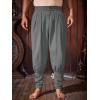 imageRuncati Mens Medieval Ankle Pants Renaissance Viking Pirate Pants Lace Up Cotton Tapered Halloween Costume TrousersDark Grey