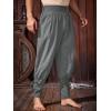 imageRuncati Mens Medieval Ankle Pants Renaissance Viking Pirate Pants Lace Up Cotton Tapered Halloween Costume TrousersDark Grey