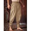 imageRuncati Mens Medieval Ankle Pants Renaissance Viking Pirate Pants Lace Up Cotton Tapered Halloween Costume TrousersKhaki
