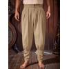 imageRuncati Mens Medieval Ankle Pants Renaissance Viking Pirate Pants Lace Up Cotton Tapered Halloween Costume TrousersKhaki