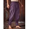 imageRuncati Mens Medieval Ankle Pants Renaissance Viking Pirate Pants Lace Up Cotton Tapered Halloween Costume TrousersPurplish Red
