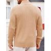 imageRuncati Mens Stand Collar Pullover Sweater Waffle Knitted Quarter Button Casual Ribbed Henley SweatersKhaki