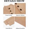 imageRuncati Mens Stand Collar Pullover Sweater Waffle Knitted Quarter Button Casual Ribbed Henley SweatersKhaki