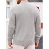 imageRuncati Mens Stand Collar Pullover Sweater Waffle Knitted Quarter Button Casual Ribbed Henley SweatersLight Grey