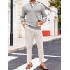 imageRuncati Mens Stand Collar Pullover Sweater Waffle Knitted Quarter Button Casual Ribbed Henley SweatersLight Grey