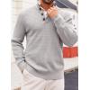 imageRuncati Mens Stand Collar Pullover Sweater Waffle Knitted Quarter Button Casual Ribbed Henley SweatersLight Grey
