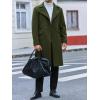 imageRuncati Mens Trench Coat Notch Lapel Slim Fit Double Breasted Wool Blend Long Pea Coat Winter Warm OvercoatArmy Green