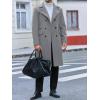 imageRuncati Mens Trench Coat Notch Lapel Slim Fit Double Breasted Wool Blend Long Pea Coat Winter Warm OvercoatGray