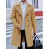 imageRuncati Mens Trench Coat Notch Lapel Slim Fit Double Breasted Wool Blend Long Pea Coat Winter Warm OvercoatKhaki