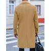 imageRuncati Mens Trench Coat Notch Lapel Slim Fit Double Breasted Wool Blend Long Pea Coat Winter Warm OvercoatKhaki