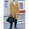 imageRuncati Mens Trench Coat Notch Lapel Slim Fit Double Breasted Wool Blend Long Pea Coat Winter Warm OvercoatKhaki