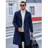 imageRuncati Mens Trench Coat Notch Lapel Slim Fit Double Breasted Wool Blend Long Pea Coat Winter Warm OvercoatNavy