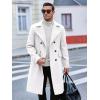 imageRuncati Mens Trench Coat Notch Lapel Slim Fit Double Breasted Wool Blend Long Pea Coat Winter Warm OvercoatWhite