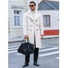 imageRuncati Mens Trench Coat Notch Lapel Slim Fit Double Breasted Wool Blend Long Pea Coat Winter Warm OvercoatWhite