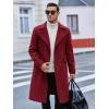 imageRuncati Mens Trench Coat Notch Lapel Slim Fit Double Breasted Wool Blend Long Pea Coat Winter Warm OvercoatWine Red