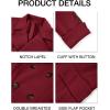 imageRuncati Mens Trench Coat Notch Lapel Slim Fit Double Breasted Wool Blend Long Pea Coat Winter Warm OvercoatWine Red
