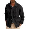imageRuncati Mens Lightweight Safari Jacket Button Up Cotton Outdoor Military Cargo Long Sleeve OutwearBlack