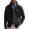 imageRuncati Mens Lightweight Safari Jacket Casual Button Up Jacket Windproof Work Coat with PocketsBlack