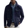 imageRuncati Mens Lightweight Safari Jacket Casual Button Up Jacket Windproof Work Coat with PocketsNavy Blue