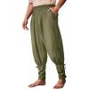 imageRuncati Mens Medieval Ankle Pants Renaissance Viking Pirate Pants Lace Up Cotton Tapered Halloween Costume TrousersArmy Green