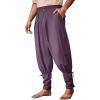imageRuncati Mens Medieval Ankle Pants Renaissance Viking Pirate Pants Lace Up Cotton Tapered Halloween Costume TrousersPurplish Red
