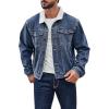 imageRuncati Mens Sherpa Fleece Lined Denim Jacket Casual Winter Warm Button Down Trucker Jacket Coat with Pocket