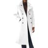 imageRuncati Mens Trench Coat Notch Lapel Slim Fit Double Breasted Wool Blend Long Pea Coat Winter Warm OvercoatWhite