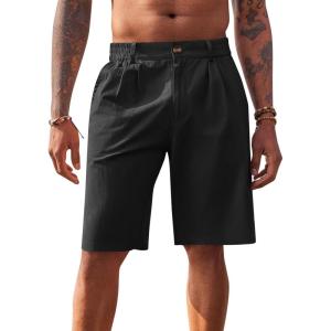 imageRuncati Mens Golf Shorts Flat Front Chino Casual Cotton Dress Work Shorts for MenBlack