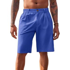 imageRuncati Mens Golf Shorts Flat Front Chino Casual Cotton Dress Work Shorts for MenBlue