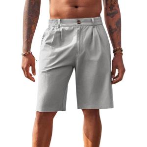 imageRuncati Mens Golf Shorts Flat Front Chino Casual Cotton Dress Work Shorts for MenGrey