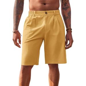 imageRuncati Mens Golf Shorts Flat Front Chino Casual Cotton Dress Work Shorts for MenMustard Yellow