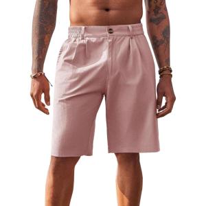imageRuncati Mens Golf Shorts Flat Front Chino Casual Cotton Dress Work Shorts for MenPink