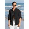 imageMens Button Up Shirts Long Sleeve Linen Beach Casual Cotton Summer Lightweight Tops1 Black