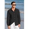 imageMens Button Up Shirts Long Sleeve Linen Beach Casual Cotton Summer Lightweight Tops1 Black