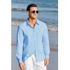 imageMens Button Up Shirts Long Sleeve Linen Beach Casual Cotton Summer Lightweight Tops1 Blue