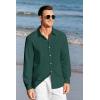 imageMens Button Up Shirts Long Sleeve Linen Beach Casual Cotton Summer Lightweight Tops1 Green