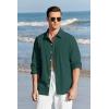 imageMens Button Up Shirts Long Sleeve Linen Beach Casual Cotton Summer Lightweight Tops1 Green