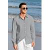 imageMens Button Up Shirts Long Sleeve Linen Beach Casual Cotton Summer Lightweight Tops1 Grey