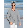 imageMens Button Up Shirts Long Sleeve Linen Beach Casual Cotton Summer Lightweight Tops1 Grey