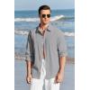 imageMens Button Up Shirts Long Sleeve Linen Beach Casual Cotton Summer Lightweight Tops1 Grey