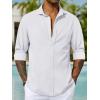 imageMens Button Up Shirts Long Sleeve Linen Beach Casual Cotton Summer Lightweight Tops2 White