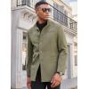 imageRuncati Mens Casual Suit Blazer Jacket Mandarin Collar Single Breasted Sport Coat Business Dress CoatArmy Green