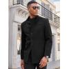 imageRuncati Mens Casual Suit Blazer Jacket Mandarin Collar Single Breasted Sport Coat Business Dress CoatBlack