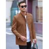 imageRuncati Mens Casual Suit Blazer Jacket Mandarin Collar Single Breasted Sport Coat Business Dress CoatBrown