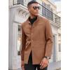 imageRuncati Mens Casual Suit Blazer Jacket Mandarin Collar Single Breasted Sport Coat Business Dress CoatBrown