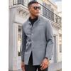 imageRuncati Mens Casual Suit Blazer Jacket Mandarin Collar Single Breasted Sport Coat Business Dress CoatGrey