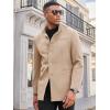 imageRuncati Mens Casual Suit Blazer Jacket Mandarin Collar Single Breasted Sport Coat Business Dress CoatKhaki