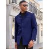 imageRuncati Mens Casual Suit Blazer Jacket Mandarin Collar Single Breasted Sport Coat Business Dress CoatNavy Blue