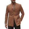 imageRuncati Mens Casual Suit Blazer Jacket Mandarin Collar Single Breasted Sport Coat Business Dress CoatBrown